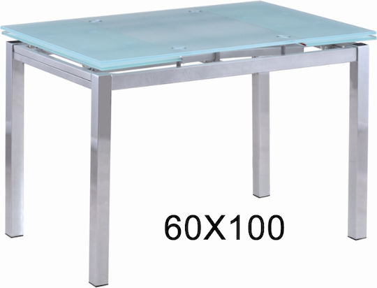 Kitchen Table with Glass Surface White 60x100x75cm 2102-X