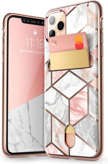 i-Blason Cosmo Card Back Cover Σιλικόνης με Υποδοχή για Κάρτες Marble Pink (iPhone 11 Pro)