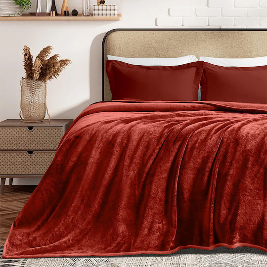 Lino Home Одеяло Кадифе Едноспално 160x220см Бордо