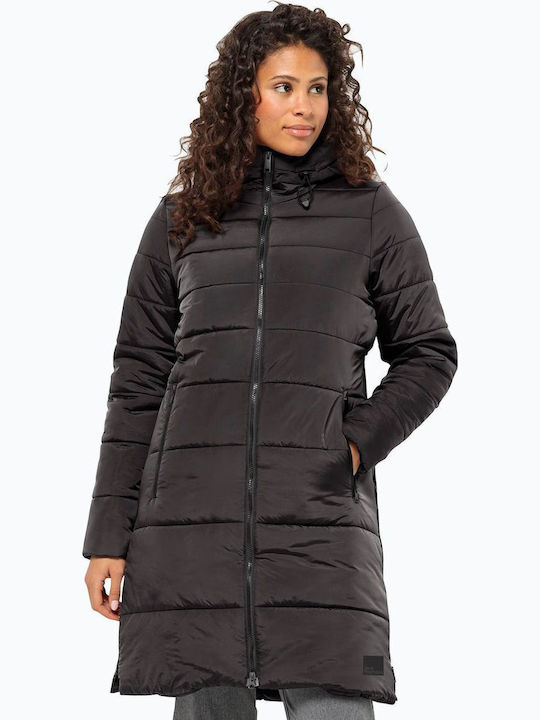 Eisbach Lang Damen Puffer Jacke für Winter ΜΑΥΡΟ