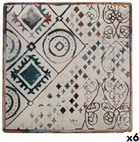 La Mediterranea Farfurie joasă Pătrat din Porțelan Maro 24x24cm 6buc