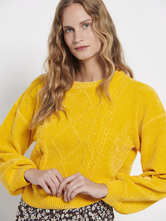 Funky Buddha Women's Long Sleeve Pullover Yellow