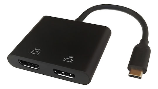 Deltaco USB-C / USB-A Docking Station με 4K PD Ethernet και σύνδεση 2 Οθονών Μαύρο (USBC-2HDMI)