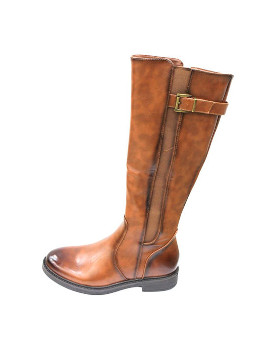 Plato Leather Women's Boots with Rubber Brown