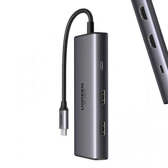 Ugreen Cm498 USB-C / USB-A Docking Station with 4K PD Silver
