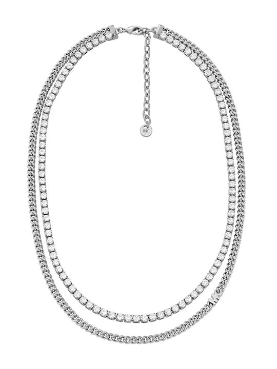 Michael Kors Metallic Muse Κολιέ από Ασήμι με Ζιργκόν