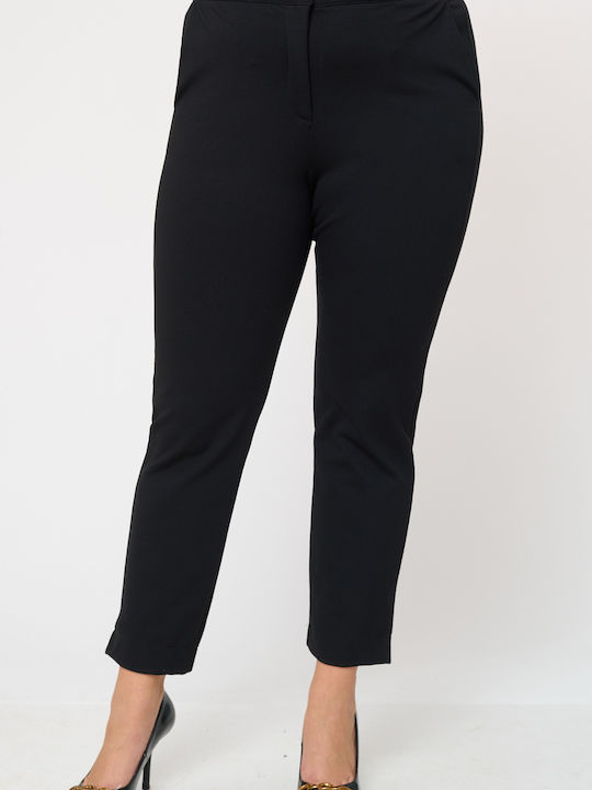 Jucita Damen Stoff Hose mit Gummizug Schwarz