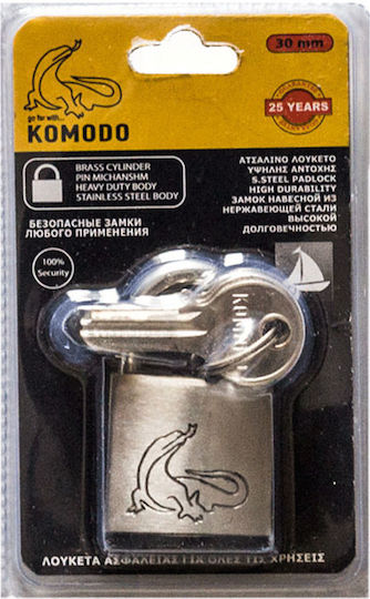 Komodo Stahl Vorhängeschloss Messing mit Schlüssel 30mm 1Stück