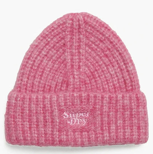 Beanie Unisex Beanie mit Rippstrick in Rosa Farbe