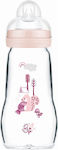 Mam Glass Bottle Feel Good Anti-Colic with Silicone Nipple for 2+ months Pink 260ml 1pcs