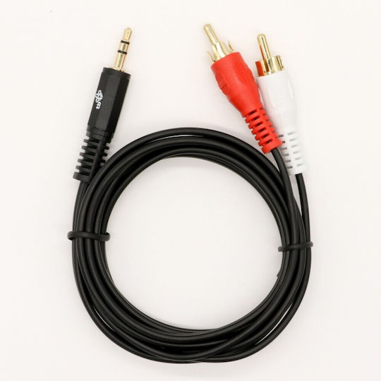 TB Touch Καλώδιο Ήχου 3.5mm male - 2x RCA male Μαύρο 15m AKTBXAJ2RCA150B