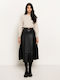 Toi&Moi Leather High Waist Midi Skirt in Black color