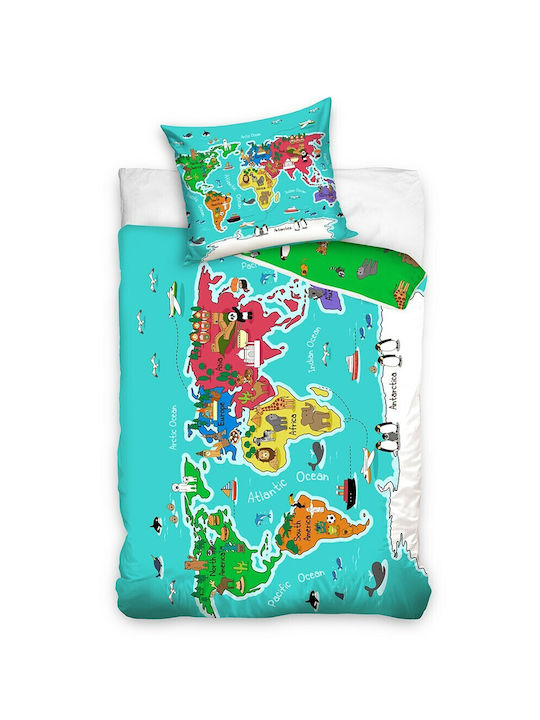 Carbotex Set Kids Duvet Cover Single with Pillowcase Cotton Veraman 160x200cm