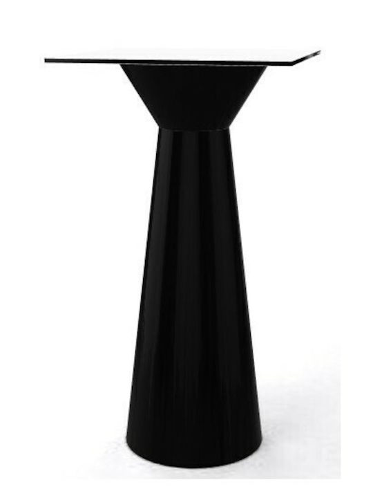 Roller Square Table Bar with Plastic Surface Black 68x68x110cm