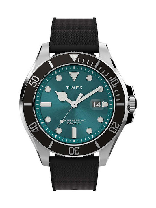 Timex Harborside Ανδρικό Ρολόι 43mm Μπαταρίας με Μαύρο Καουτσούκ Λουράκι
