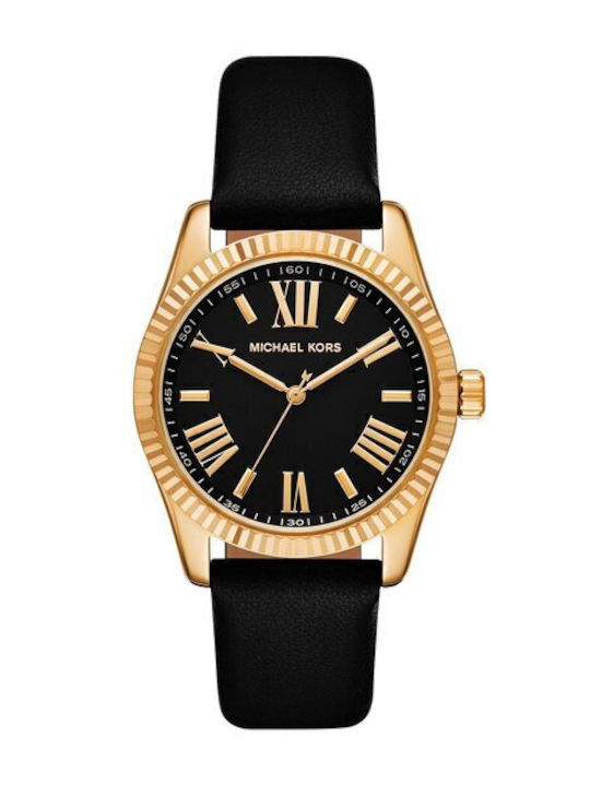 Michael Kors Lexington Women's Watch with Black Leather Strap