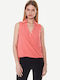 Damen Bluse Ärmellos Pink