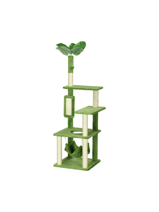Pawhut Cats Scratching Post Cat Trees Green 49x49x142cm