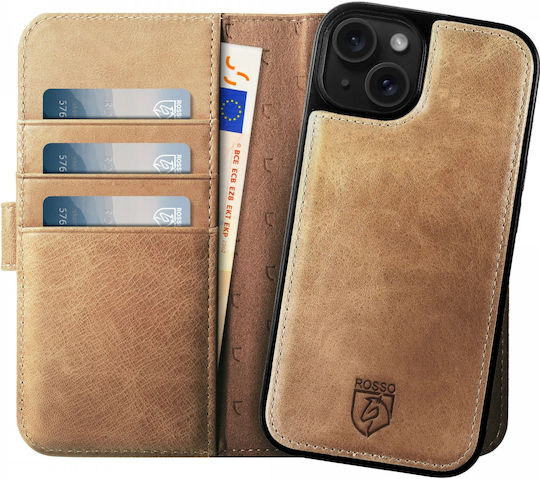 Rosso Elite Wallet Δερμάτινο Μπεζ (iPhone 15 Plus)