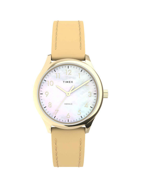 Timex Modern Easy Reader Watch with Beige Leather Strap