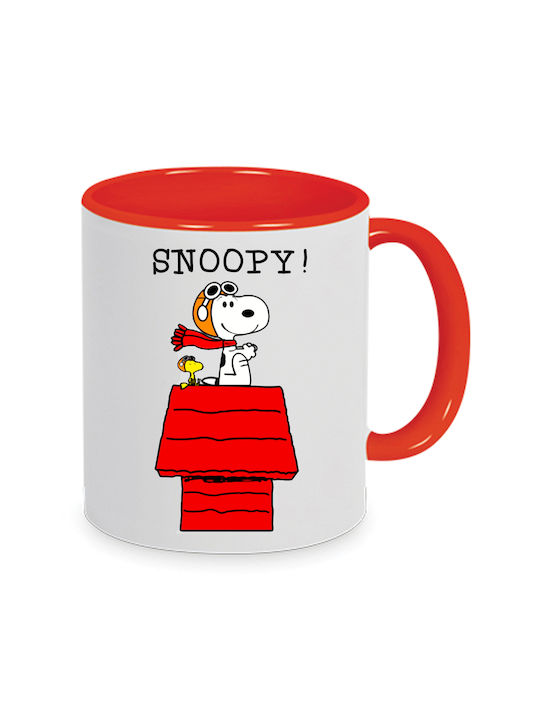 Snoopy Κούπα Κεραμική Κόκκινη 330ml