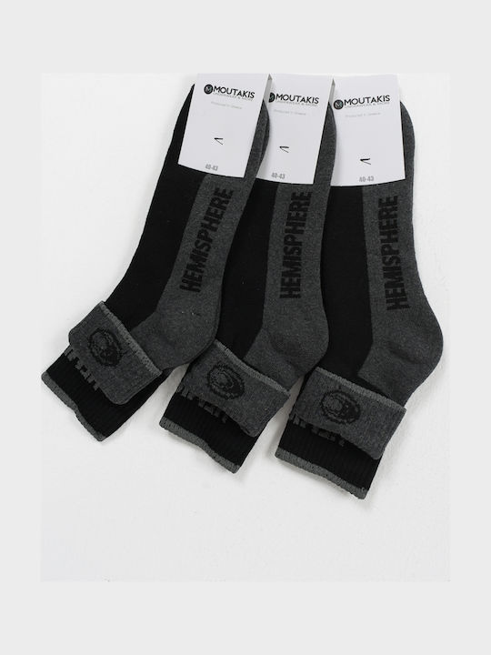 Moutakis Ανδρικές Κάλτσες με Σχέδια Μαύρο 3Pack