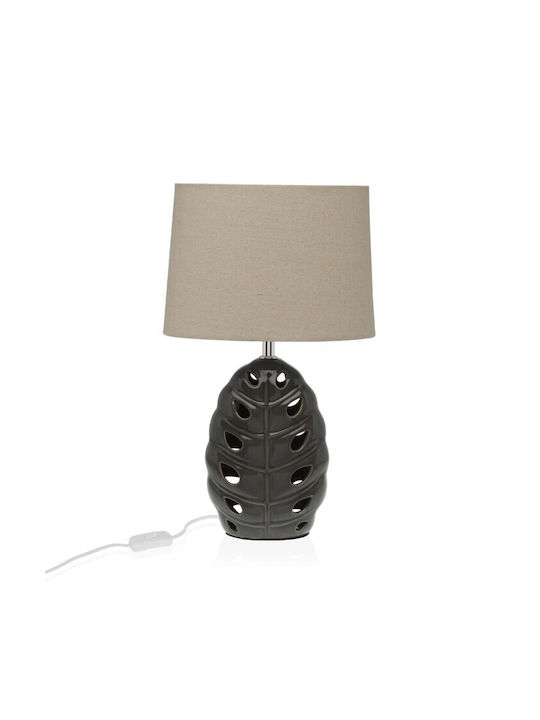 Versa Ceramic Table Lamp E27 with Silver Shade and Base