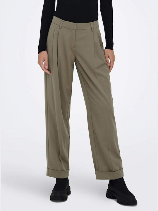 Only Damen Stoff Hose in Gerader Linie Olive.