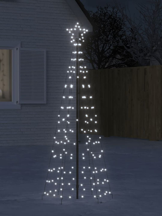 Christmas White Tree with Metallic Base and LED Lighting