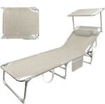 Aktive Foldable Aluminum Beach Sunbed with Pillow 188x30x58cm