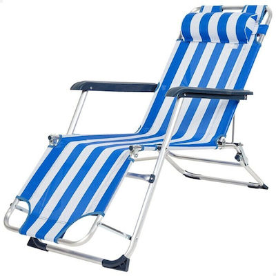 Aktive Foldable Aluminum Beach Sunbed Blue with Pillow 153x33x47cm