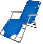 Aktive Foldable Steel Beach Sunbed Blue with Pillow 153x33x47cm