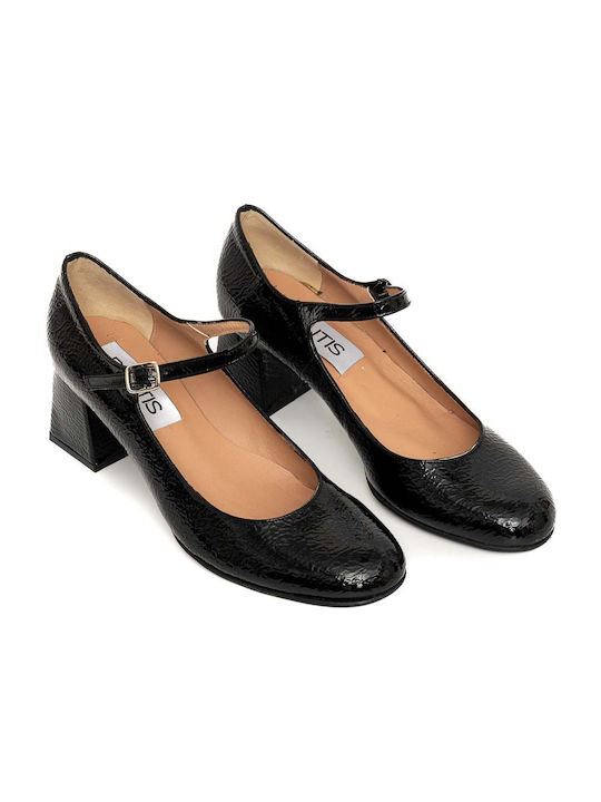 Politis shoes Anatomic Patent Leather Black Medium Heels