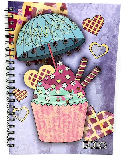 Polo Σπιράλ Τετράδια Ριγέ Β5 2 Θεμάτων Cupcake Πολύχρωμο 10τμχ
