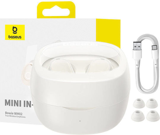 Baseus Bowie Wm02 Tws In-ear Bluetooth Handsfree Earphones with Charging Case Creamy White