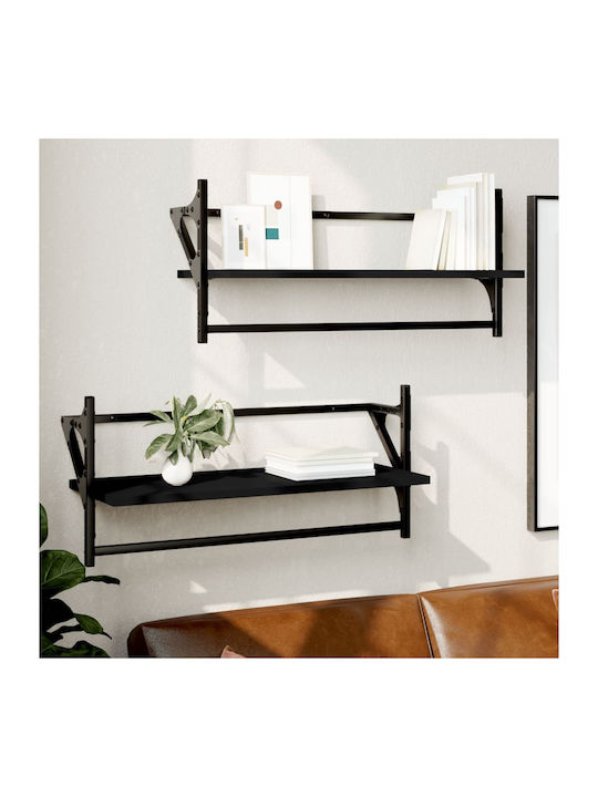 Shelves Wall Black 2pcs 65x25x30cm