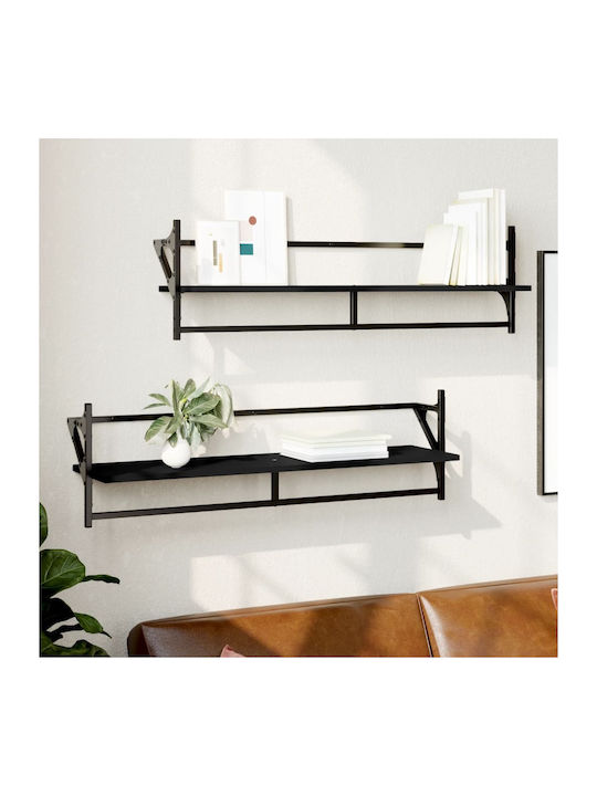 Shelves Wall Black 2pcs 100x25x30cm