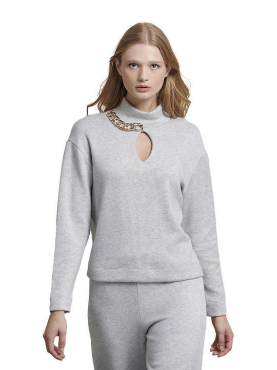 Matis Fashion Damen Langarm Crop Pullover Gray