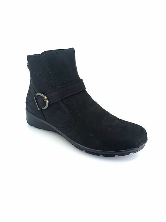 Imac Leather Women's Ankle Boots Platform & Fur Black