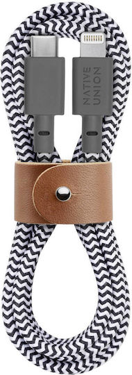 Native Union Belt Плетена USB-C към Lightning кабел Сив 1.2м Zebra (846654029772)