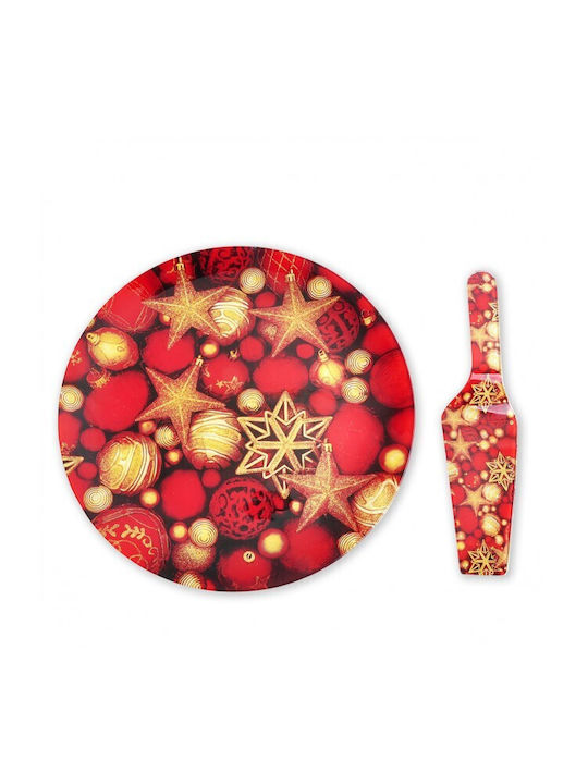 Marva Christmas Platter Glass Multicolored