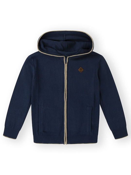 Canada House Kids Cardigan Knitted with Hood Navy Blue