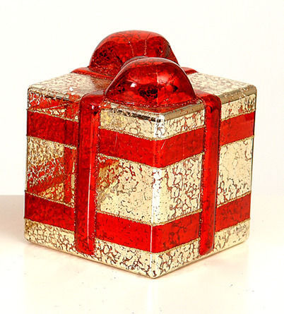 Beleuchtet Weihnachtliche Glas Figur Box Gold Höhe 20cm