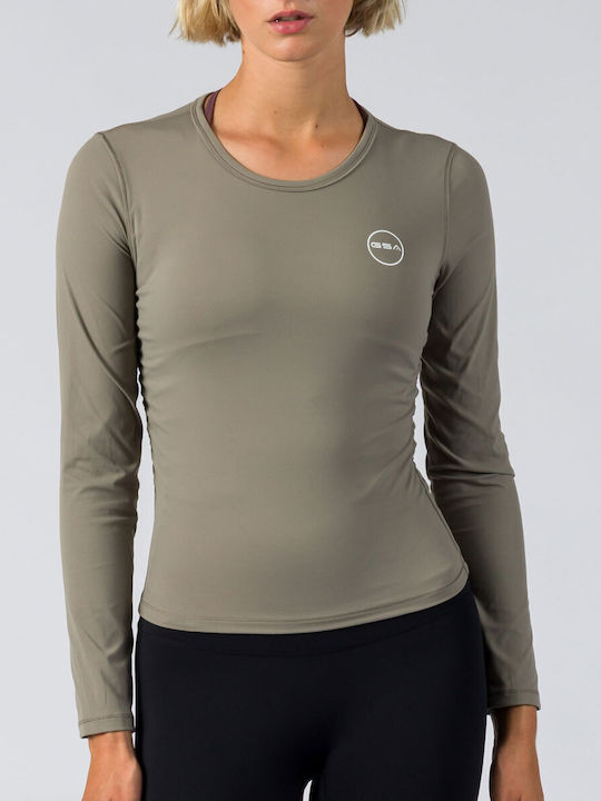 GSA Damen Sportliches Bluse Langärmelig Charcoal.