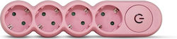 Geyer Steckdosenleiste 4 Steckdosen mit Kabel 1,5m Rosa