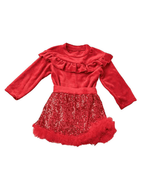 Chief Kids Set with Skirt Winter 2pcs Red