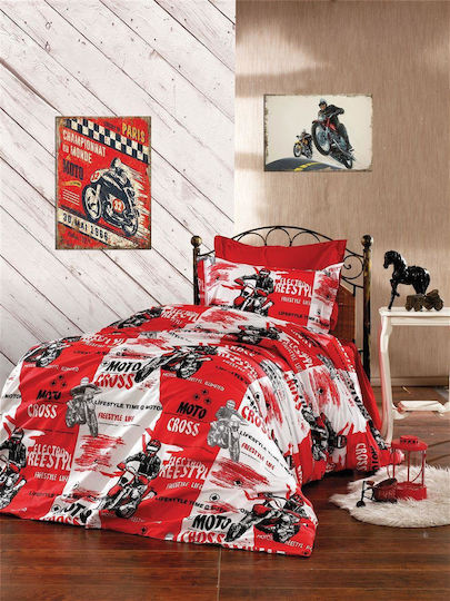 Dimcol Kinderbettlaken Set Einzeln Rot 160x240cm