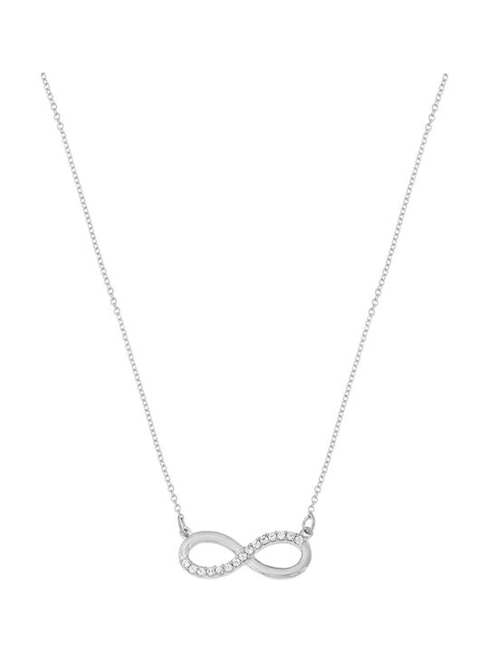 Necklace Infinity from White gold 14K with Zircon