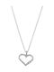 Necklace with design Heart from White gold 14K with Zircon