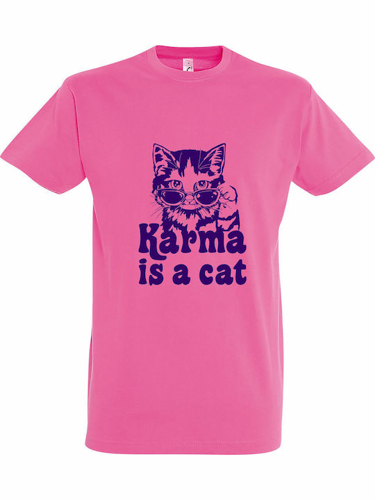 Karma Is A Cat Taylor Swift T-shirt Pink Cotton